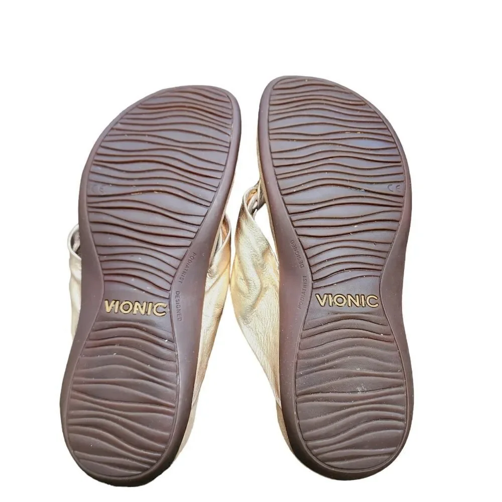 Vionic Pippa rose gold flip flop sandals Sz 8
